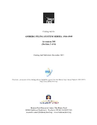 Finding Aid for the Amberg Filing System Series, 1930-1949