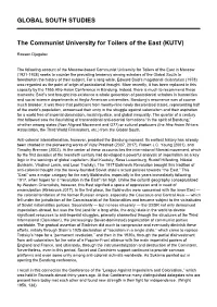 GLOBAL SOUTH STUDIES the Communist University for Toilers Of