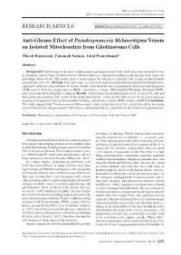 RESEARCH ARTICLE Anti-Glioma Effect of Pseudosynanceia