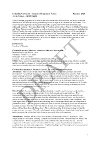 Syllabus, Art in Venice, 2020
