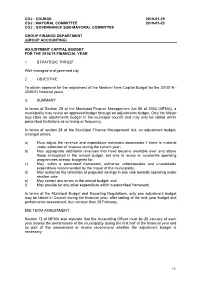 2018/19 Opex Adjustment Budget