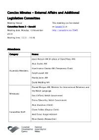 Concise Minutes - External Affairs and Additional Legislation Committee