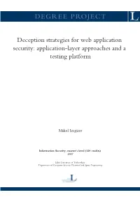 Deception Strategies for Web Application Security: Application-Layer Approaches and a Testing Platform