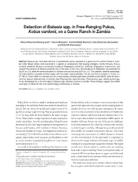 Detection of Babesia Spp. in Free-Ranging Pukus, Kobus Vardonii, on a Game Ranch in Zambia