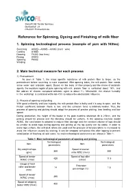 Reference for Spinning, Dyeing and Finishing of Milk Fiber