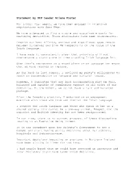 Statement by DUP Leader Arlene Foster for Almost Four Weeks, We