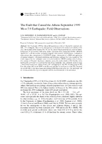 The Fault That Caused the Athens September 1999 Ms = 5.9 Earthquake: Field Observations