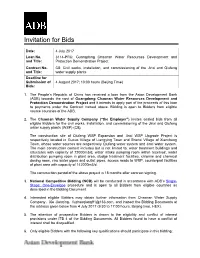 3114-PRC: Guangdong Chaonan Water Resources Development and and Title: Protection Demonstration Project Contract No