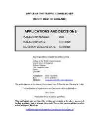 Applications and Decsisions for the North West of England