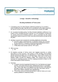 Breeding Colonies Distribution for Fulmar Prion Lineage.Docx