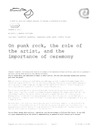 Composer and Conductor Jaz Coleman on Punk Rock, Th… Page 1/7 10.01.2021 14:52 EST Well, I Think the Role of Art Itself Is Such an Important Function
