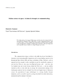 Italian Science in Space: Technical Attempts at Communicating