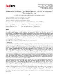 Mathematics Self-Efficacy and Mistake-Handling Learning As Predictors of Mathematics Anxiety