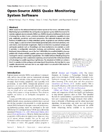 Open-Source ANSS Quake Monitoring System Software J