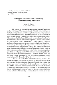 Pedagogical Application of the Seventh-Day Adventist Philosophy of Education