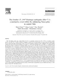The October 15, 1997 Punitaqui Earthquake (Mw=7.1): a Destructive Event Within the Subducting Nazca Plate in Central Chile
