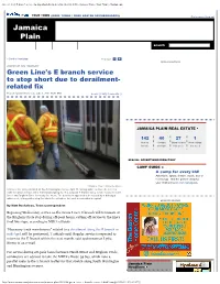 Green Line's E Branch Service to Stop Short Due to Derailment-Related Fix - Jamaica Plain - Your Town - Boston.Com