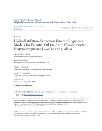 Hydrodistillation Extraction Kinetics Regression Models for Essential Oil Yield and Composition in Juniperus Virginiana, J
