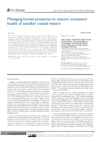Managing Human Pressures to Restore Ecosystem Health of Zanzibar Coastal Waters