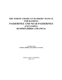 Passerines and Near Passerines (Excluding Hummingbirds and Owls)