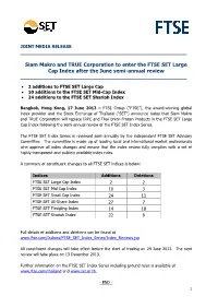 Siam Makro and TRUE Corporation to Enter the FTSE SET Large Cap Index After the June Semi-Annual Review ______