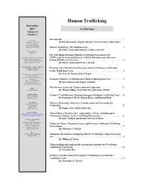 Human Trafficking November 2017 in This Issue Volume 65 Number 6