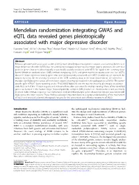 Mendelian Randomization Integrating GWAS and Eqtl Data Revealed