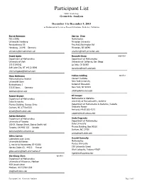 Participant List MSRI Workshop: Geometric Analysis