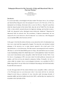 Pedagogical Science at the University of Oslo and Educational Policy In