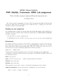 PHP, Mysql, Framework, ORM: Lab Assignment