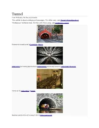 Tunnel from Wikipedia, the Free Encyclopedia This Article Is About Underground Passages