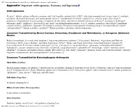 Appendix: Important Anthroponoses, Zoonoses, and Sapronoses1