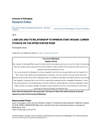 Land Use and Its Relationship to Riparian Zone Organic Carbon Storage on the Upper Hunter River