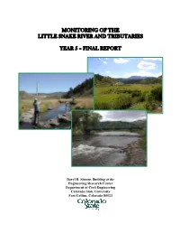 Monitoring of the Little Snake River and Tributaries