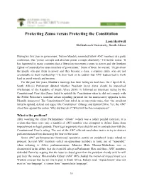 Protecting Zuma Versus Protecting the Constitution