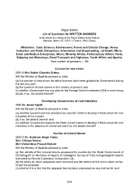 Rajya Sabha List of Questions for WRITTEN ANSWERS to Be Asked at a Sitting of the Rajya Sabha to Be Held on Monday, March 22, 2021/ 1 Chaitra, 1943 (Saka)