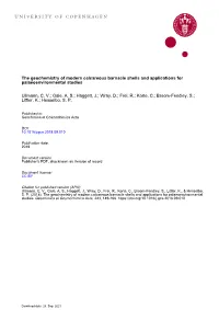 The Geochemistry of Modern Calcareous Barnacle Shells and Applications for Palaeoenvironmental Studies