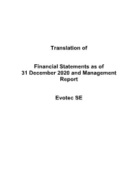 Translation of Financial Statements As of 31 December 2020 And