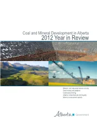 Coal and Mineral Development in Alberta 2012 Year in Review