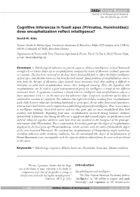Cognitive Inferences in Fossil Apes (Primates, Hominoidea): Does Encephalization Reflect Intelligence?