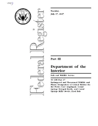Designation of Critical Habitat for the Peck's Cave Amphipod, Comal