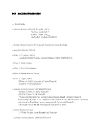DOJ BACKGROUND/RECORDS A. Key Officials