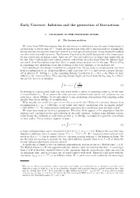 Early Universe: Inflation and the Generation of Fluctuations