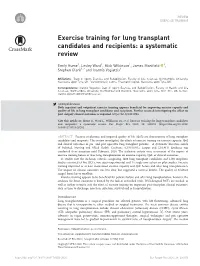 Exercise Training for Lung Transplant Candidates and Recipients: a Systematic Review