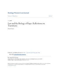 Law and the Biology of Rape: Reflections on Transitions Owen D