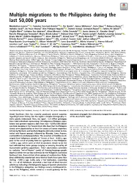 Multiple Migrations to the Philippines During the Last 50,000 Years