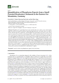Quantification of Phosphorus Exports from a Small Forested Headwater