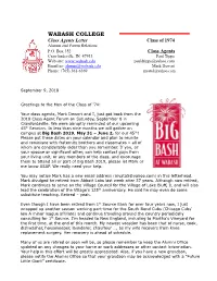 WABASH COLLEGE Class Agents Letter Class of 1974 Alumni and Parent Relations P.O