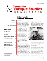 Basque Studies N E W S L E T T E R
