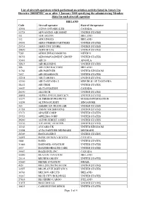 Page 1 of 4 List of Aircraft Operators Which Performed